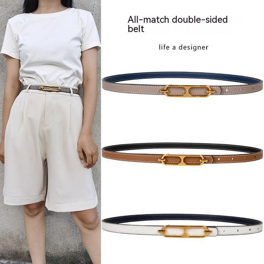 Ceinture fine en cuir véritable, assortie à toutes les tenues