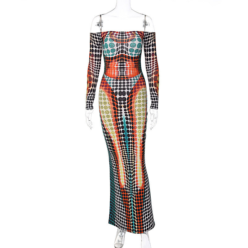 Women's Featured Faux A-line Collar Patchwork Long Sleeve Dress