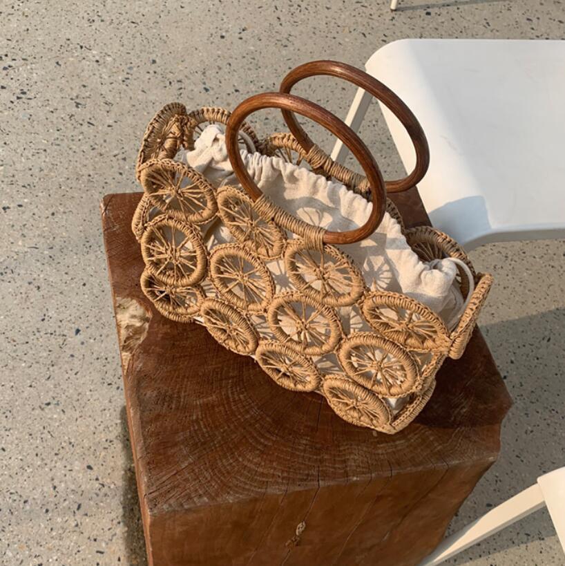 El nuevo bolso tejido con cuerda de papel hueco circular, paja diagonal