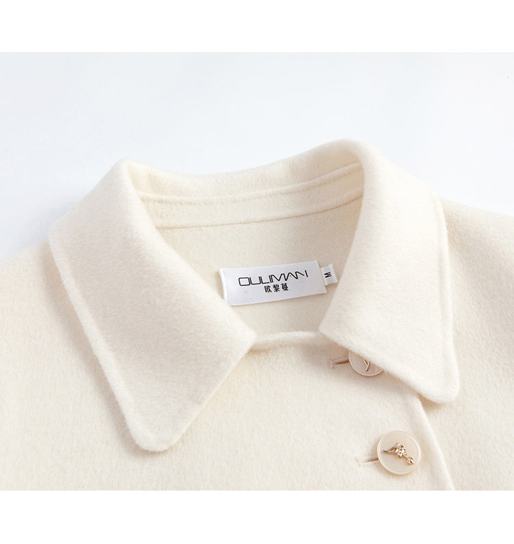 Manteau long en laine coupe slim haut de gamme pour femme