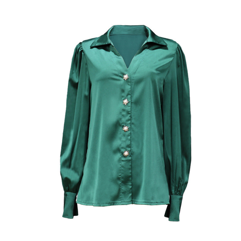 Fashion Design Lantern Sleeve Loose Blouse