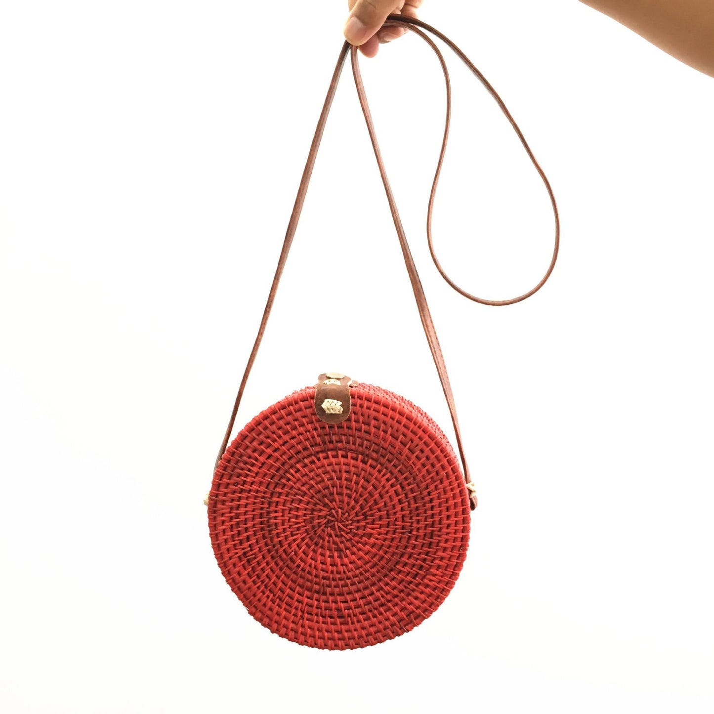 Bolso de hombro tejido de ratán hecho a mano