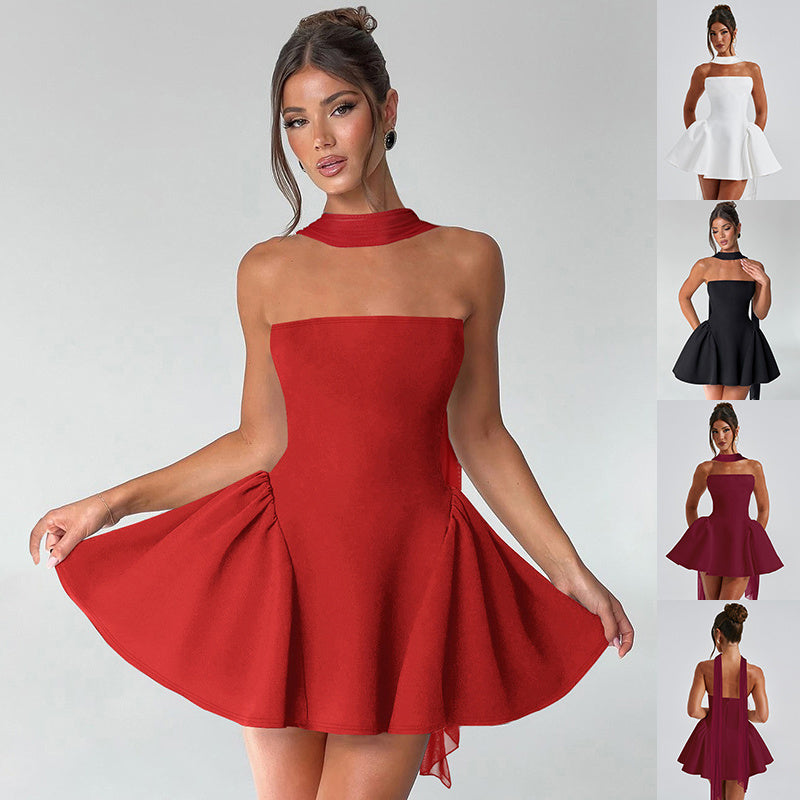 Robe tube sexy avec fermeture éclair au dos, robe courte tendance pour soirée