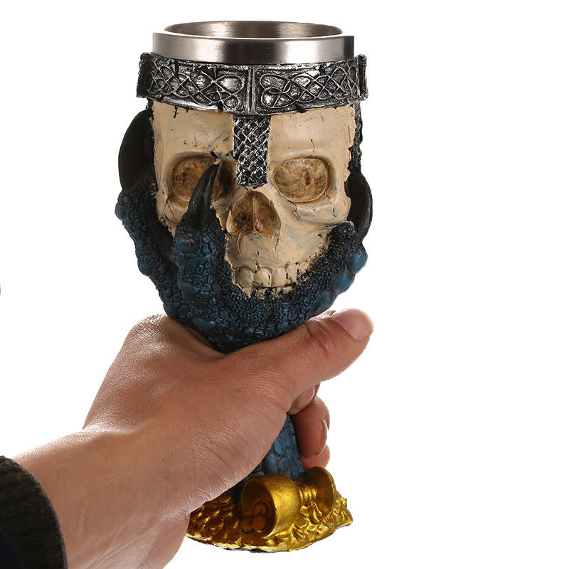 Copa de vino de acero inoxidable con diseño de resina horrible