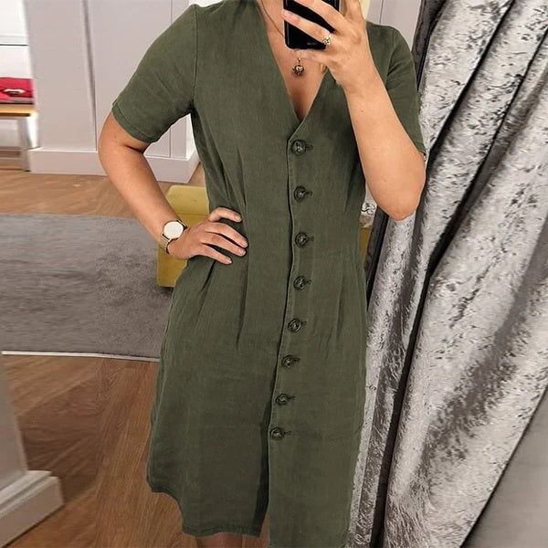 Robe décontractée en lin avec jupe pare-soleil