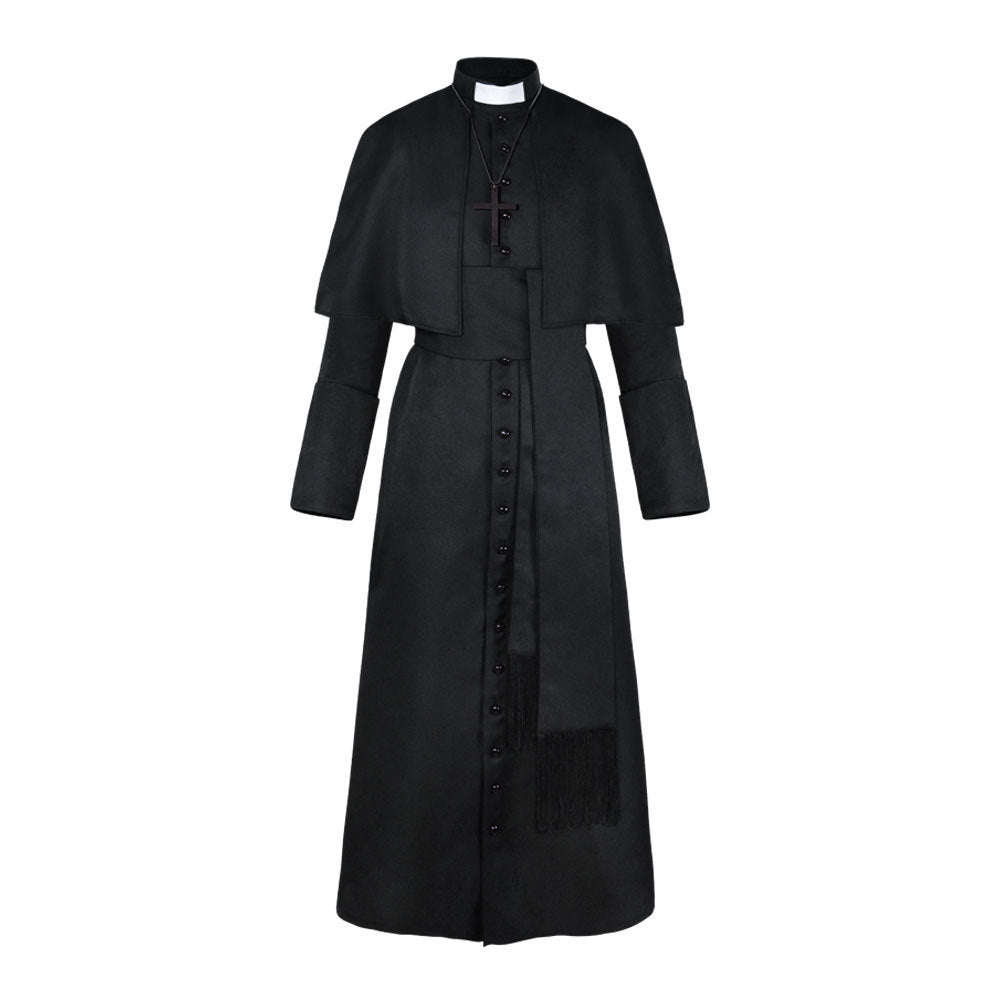 Costume de prêtre de couleur unie, costume de cosplay rétro médiéval pour Halloween