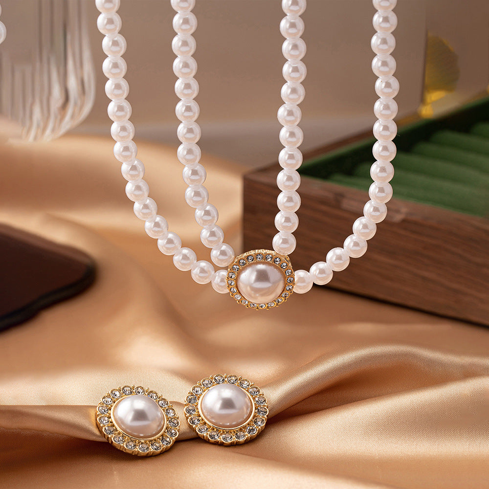Conjunto de collar y pendientes elegantes con estilo retro para vacaciones en la playa