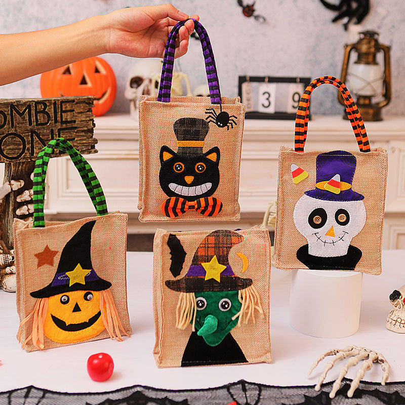 Bolsa de mano con forma de calabaza y calavera de bruja para niños, divertida y creativa, para regalar, para hacer joyas, pequeñas bolsas de compras