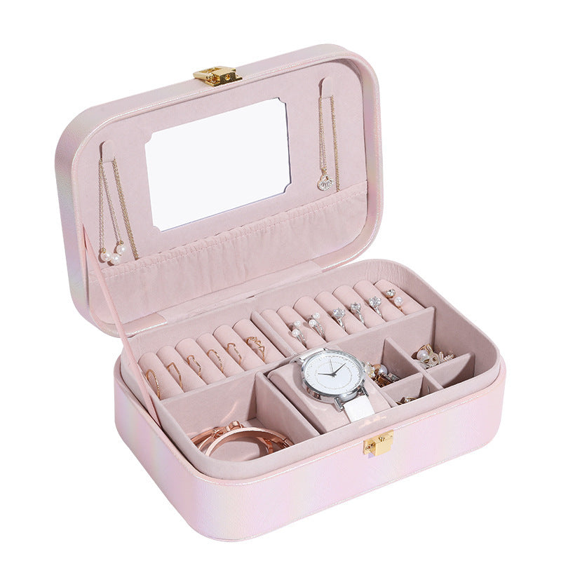 Boîte à bijoux princesse portable multifonctionnelle grande capacité