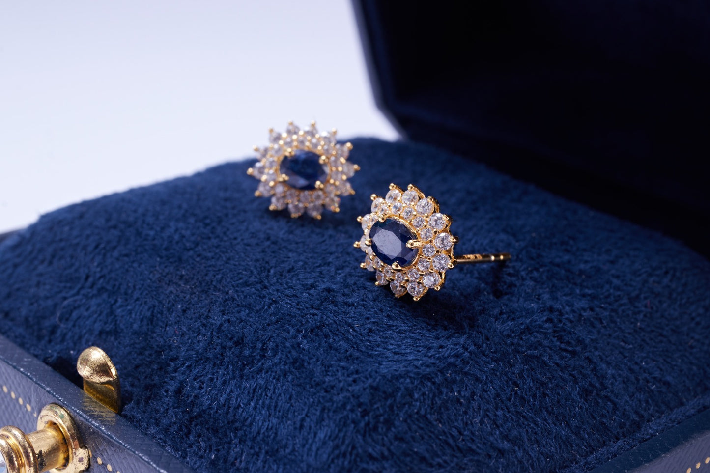 Pendientes Moda Zafiro Dorado Plata 925