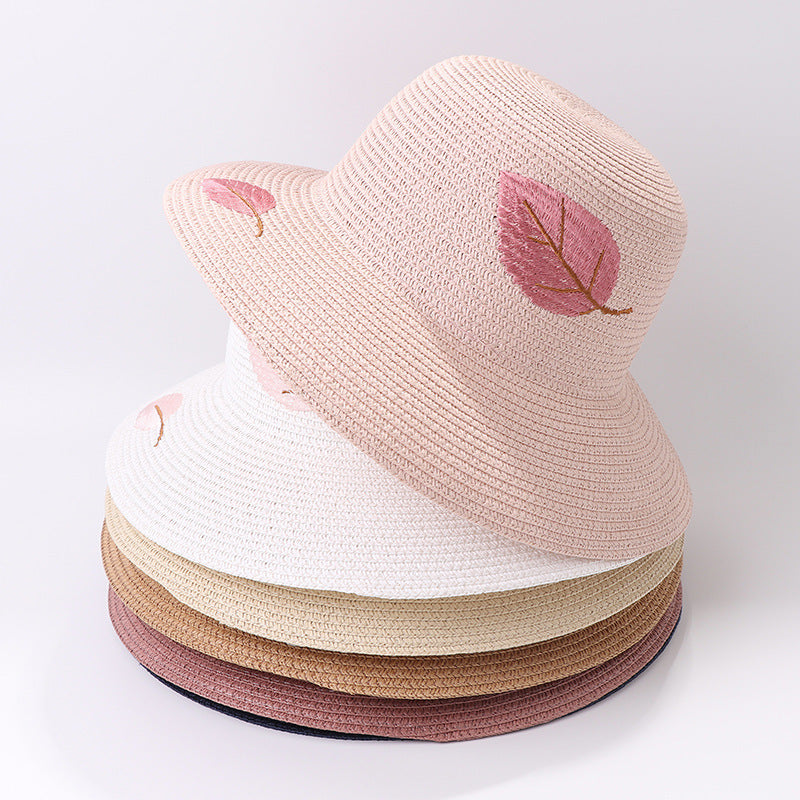 Chapeau de plage pliable en paille tricoté à la main