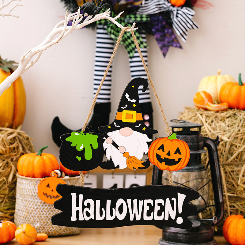 Décorations d'Halloween Pendentif citrouille en bois