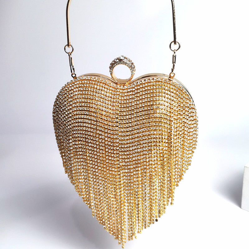Sac à main pour femme avec pompons et diamants