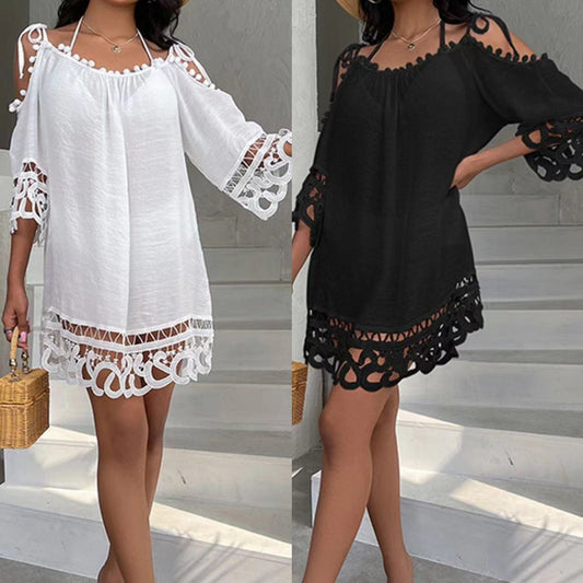 Traje de baño informal suelto para vacaciones en la playa, traje de baño para protegerse del sol