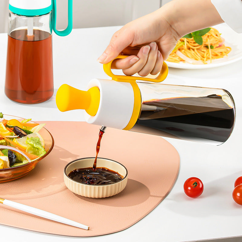 Dispensador de aceite 2 en 1 con cepillo de silicona, botella de vidrio en aerosol para aceite de barbacoa, botella de silicona para cocinar a la parrilla, condimentos, utensilios de cocina