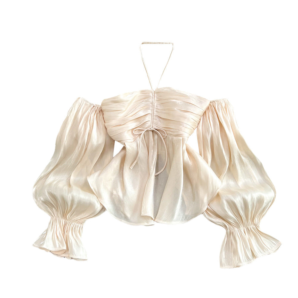 Haut péplum à manches bouffantes style rétro français
