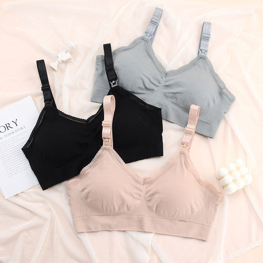 Sujetador de lactancia con botones delanteros y encaje para maternidad