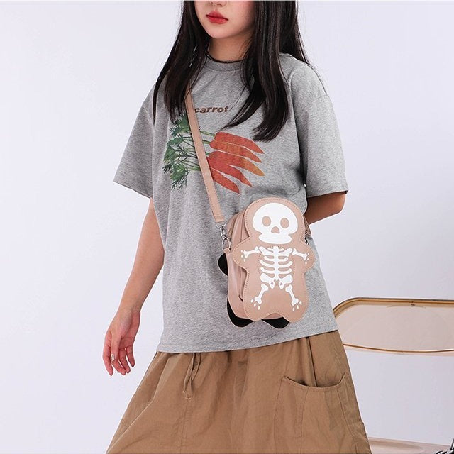 Sac bandoulière motif tête de mort pour Halloween, tendance, amusant et mignon, pour femme, petit sac pour téléphone