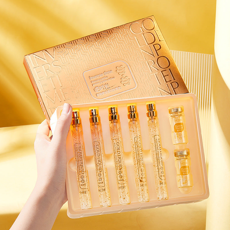 Kit de beauté aux peptides de protéines d'or. Ensemble de soins pour la peau. Liquide de sculpture au fil d'or.