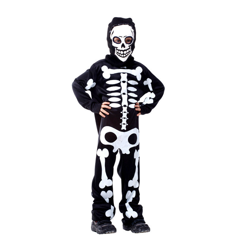 Costume de bal de maquillage pour enfants, fête d'Halloween, carnaval, crâne, garçon