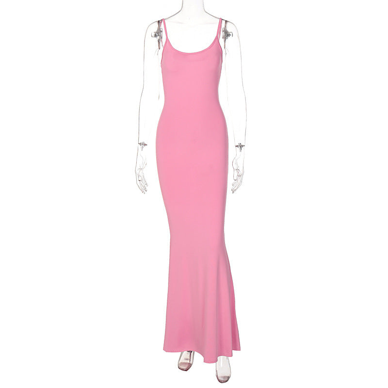 Spaghetti Strap Long Dress Women Sexy Slim Skinny Bodycon