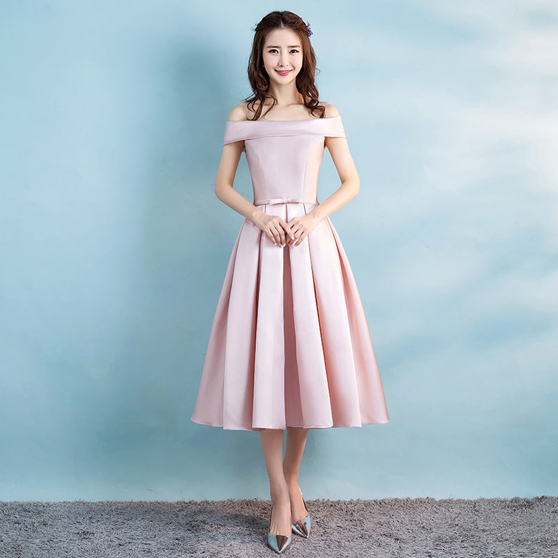 One-shoulder Satin Evening Dress