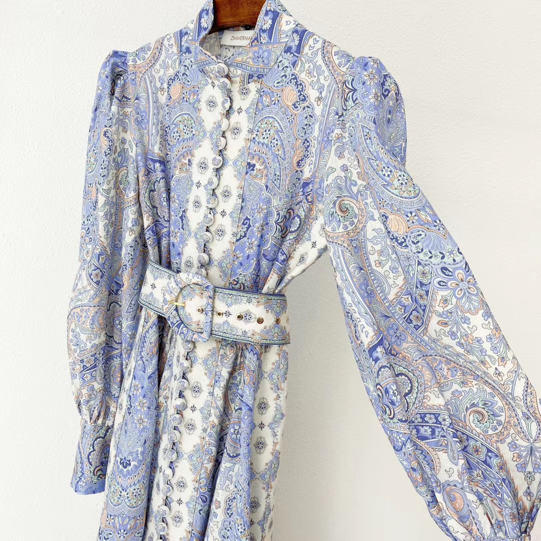 Linen Print Dress