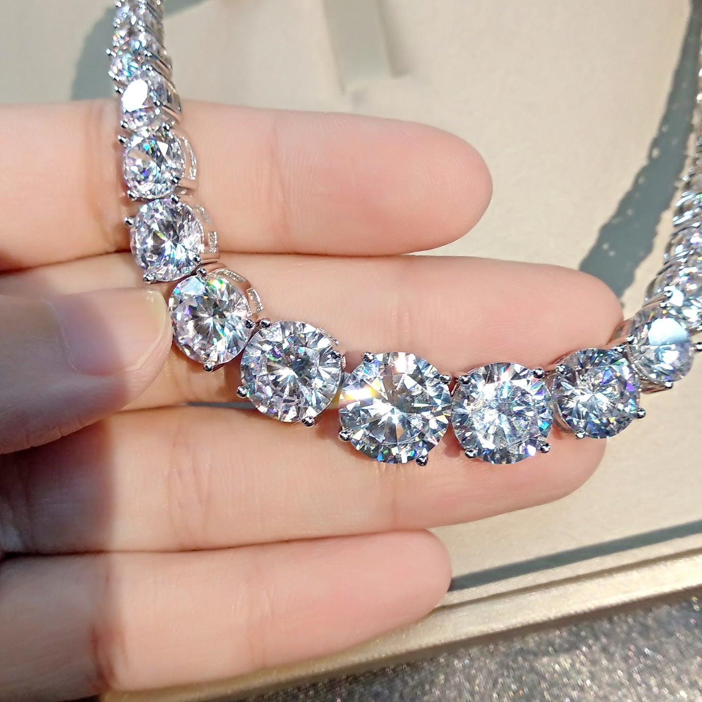 Collier en argent sterling 925 avec moissanite et diamants pour femme