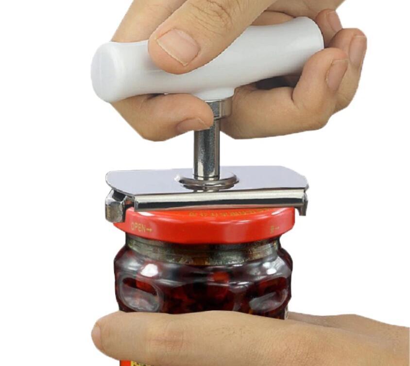 Herramienta de cocina Abrelatas de acero inoxidable Abridor de frascos ajustable Manual con sello en espiral Abridor de botellas con tornillo giratorio