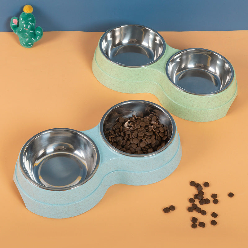 Gamelles doubles en acier inoxydable pour animaux de compagnie, distributeur d'eau et de nourriture pour chiens, accessoires pour petits chiens et chats