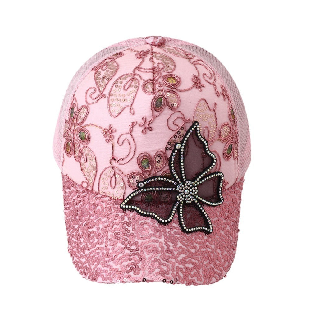Gorra con visera de lentejuelas de moda informal para mujer