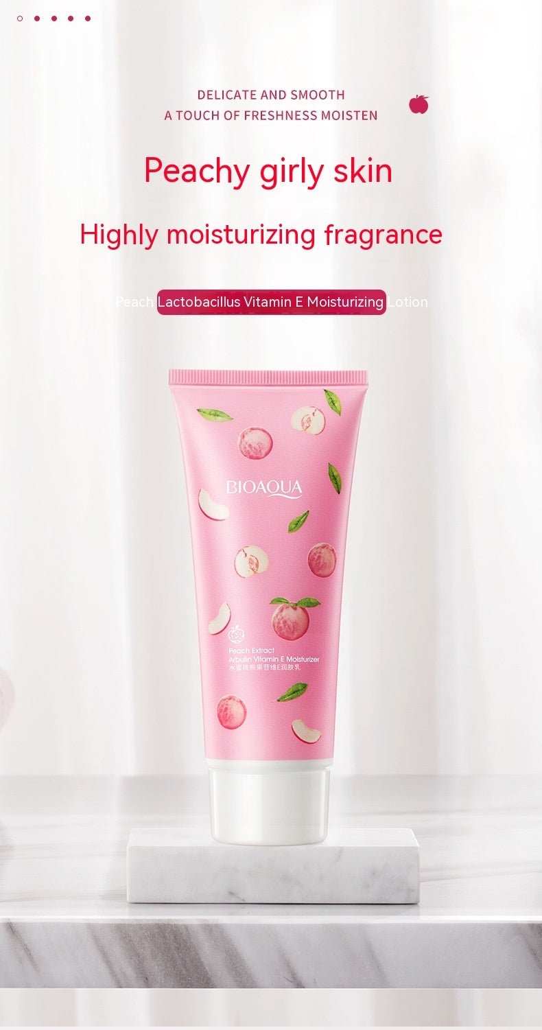 Lotion corporelle douce et hydratante à la pêche, aux bactéries lactiques et à la vitamine E