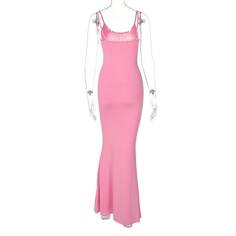 Spaghetti Strap Long Dress Women Sexy Slim Skinny Bodycon
