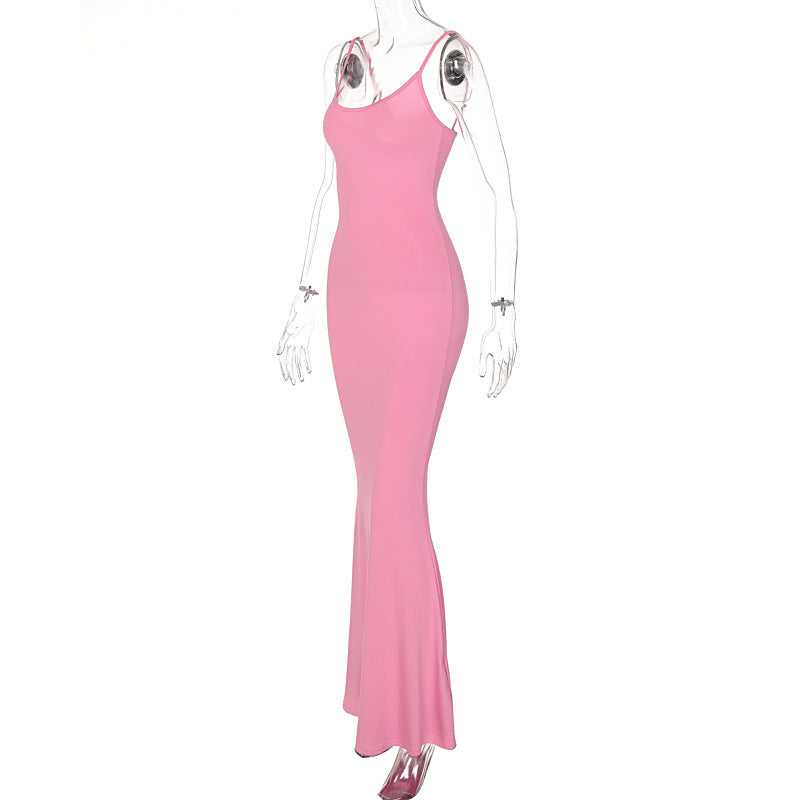 Spaghetti Strap Long Dress Women Sexy Slim Skinny Bodycon