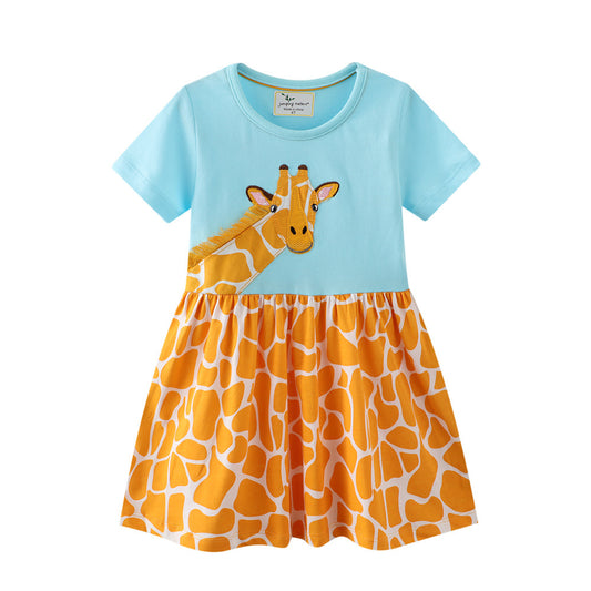 Robe décontractée à manches courtes et imprimé pour fille