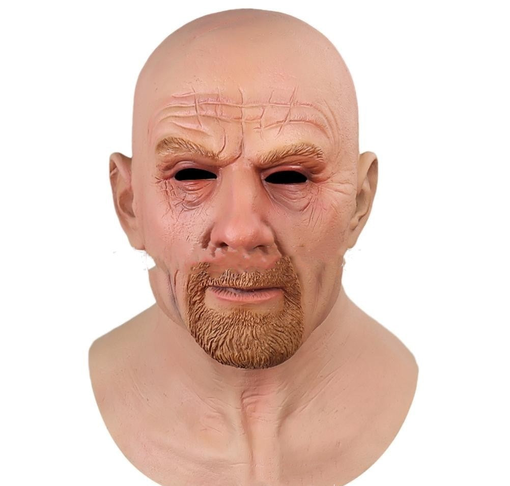 Máscara blanca vieja, calva, vieja, de látex, accesorio divertido para cosplay de Halloween