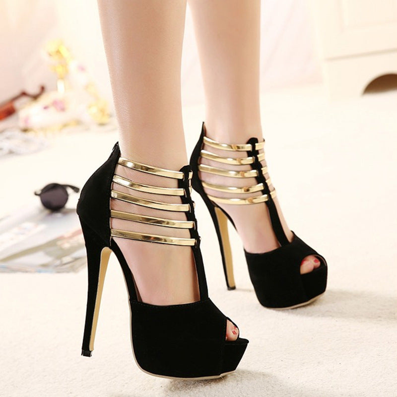 Sandalias Impermeables Plataforma Stiletto Zapatos Boca de Pez