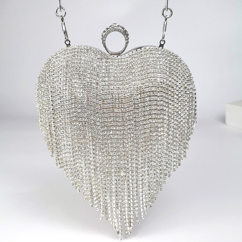 Sac à main pour femme avec pompons et diamants