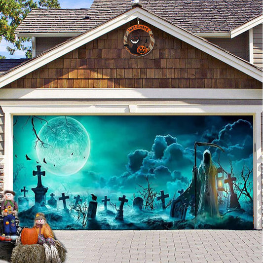 Tissu de fond pour autocollants de garage d'Halloween
