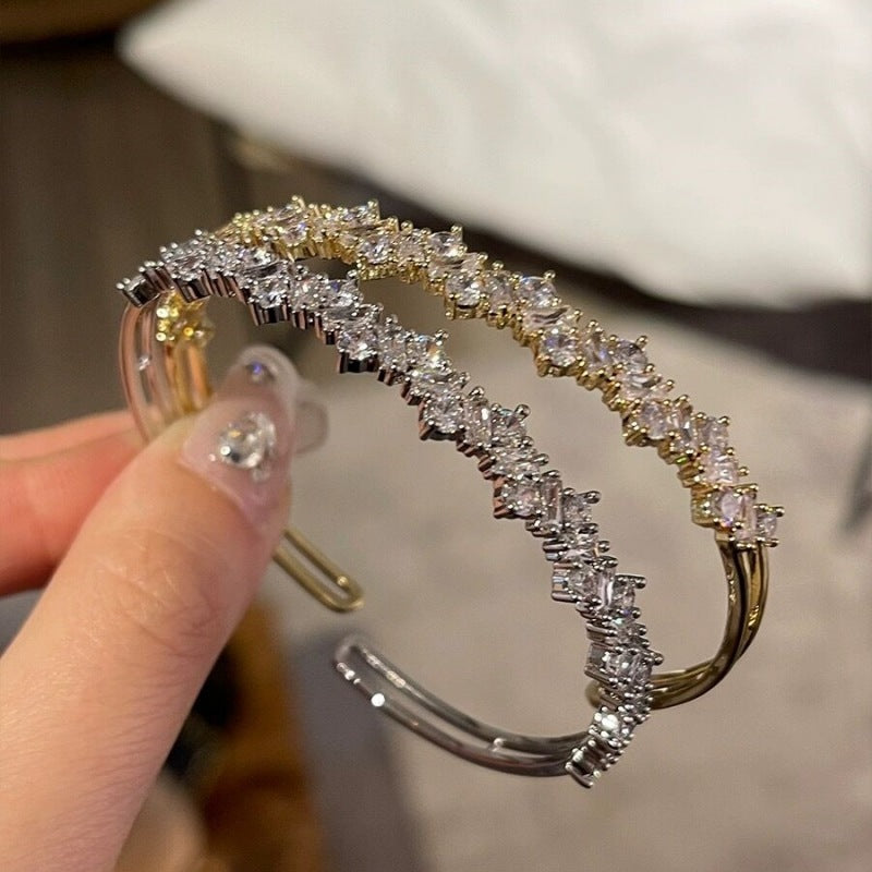 Pulsera de circón con microincrustaciones irregulares para mujer
