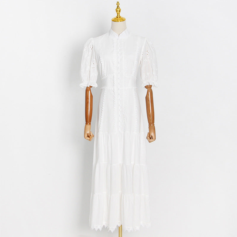 Temperament And Elegant Single-breasted Waist Slimming Dress