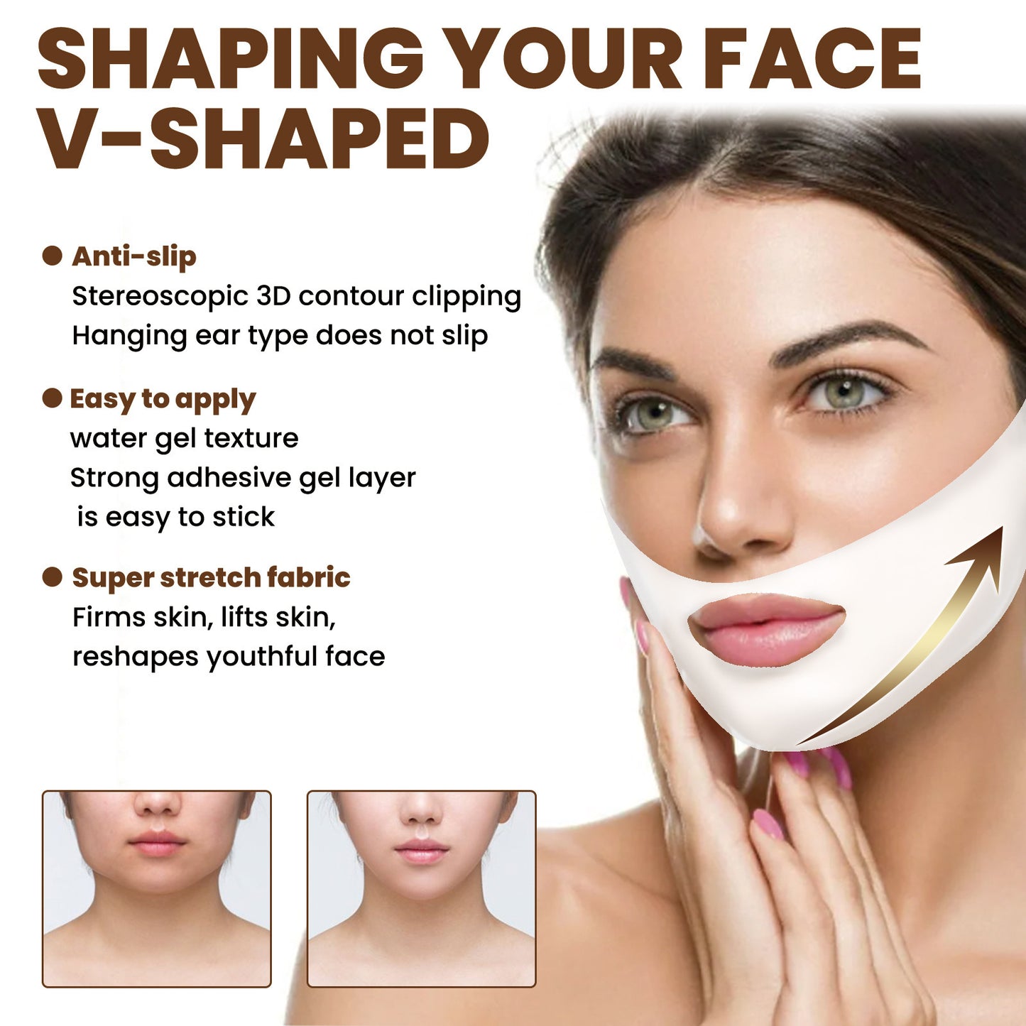 Masque facial resserrant et modelant pour le visage en V