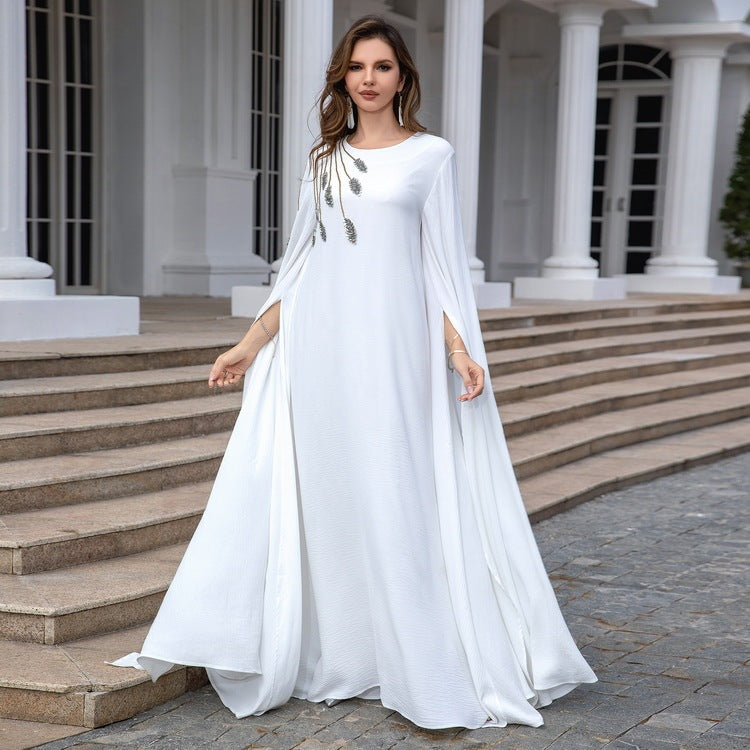 Túnica musulmana Abaya bordada para mujer, vestido de noche