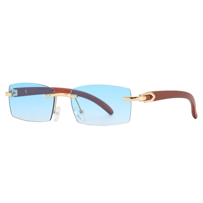 Gafas de sol de moda Gafas de sol sin marco de madera de grano Gafas de sol
