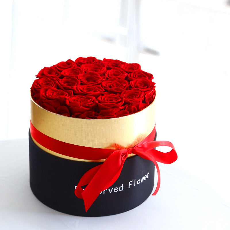 Rosas eternas en caja, rosas reales preservadas con juego de caja, regalo de San Valentín, flores artificiales románticas