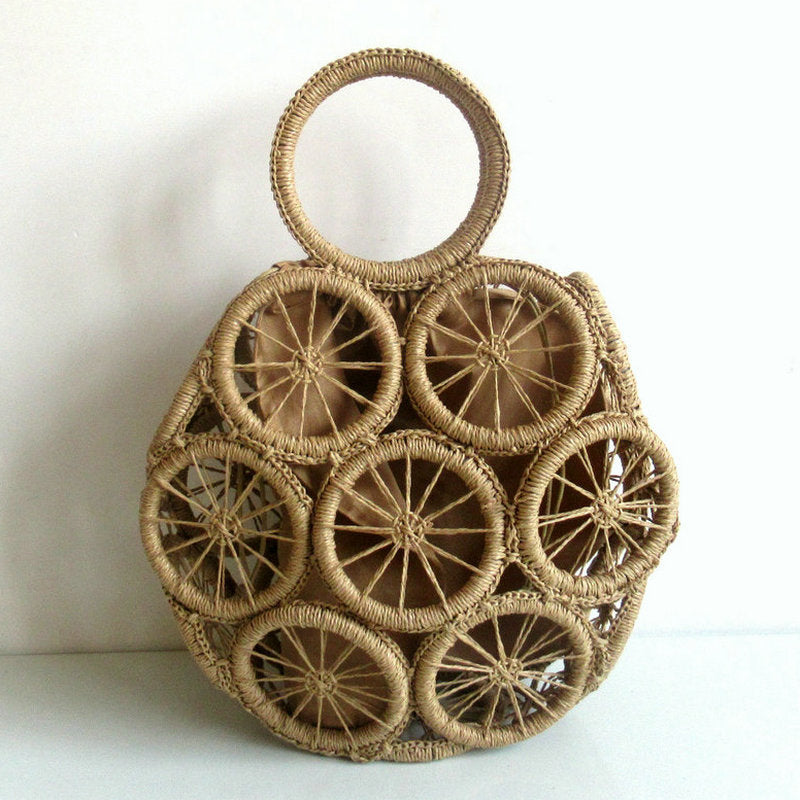 El nuevo bolso tejido con cuerda de papel hueco circular, paja diagonal