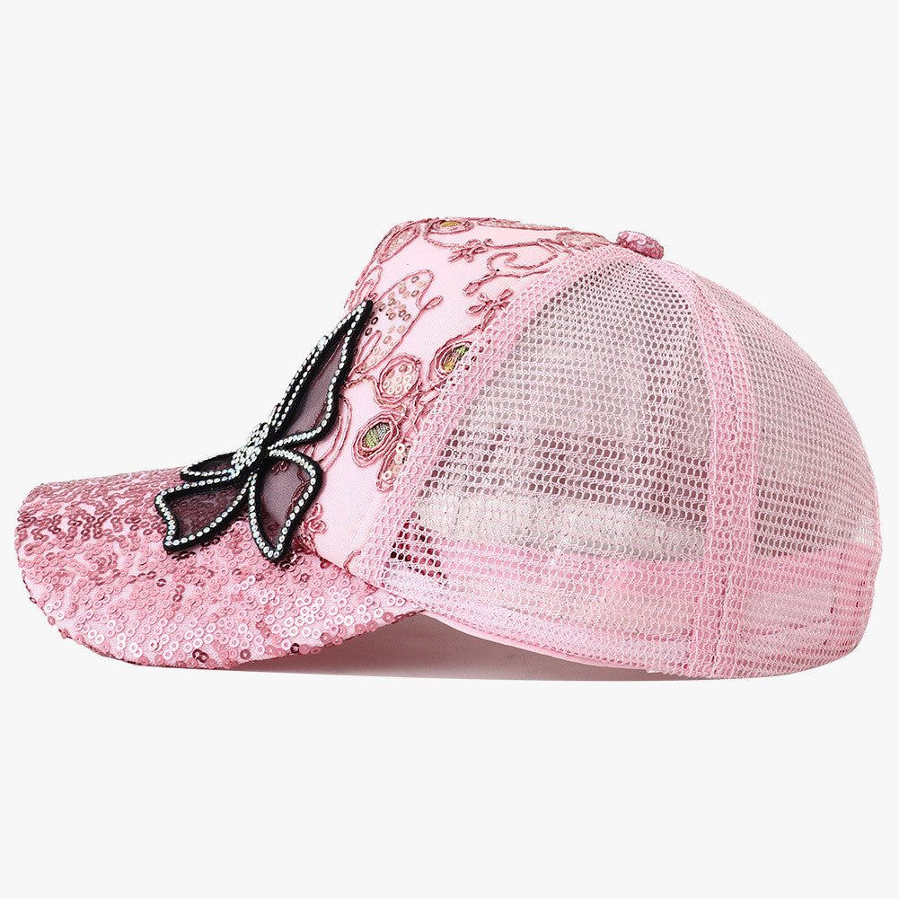 Gorra con visera de lentejuelas de moda informal para mujer