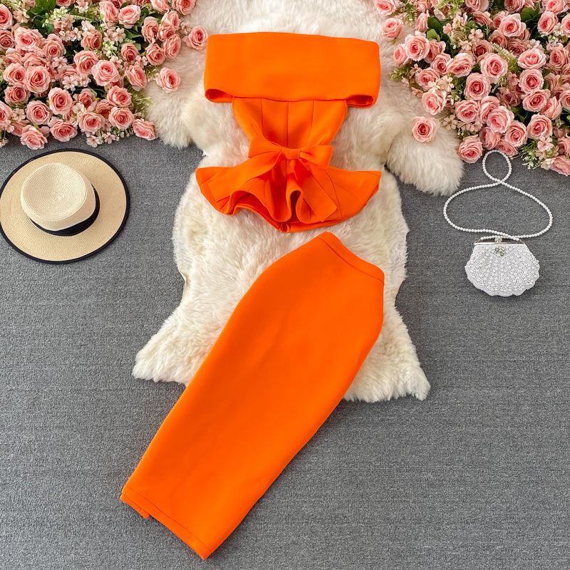 Ensemble deux pièces haut court à volants