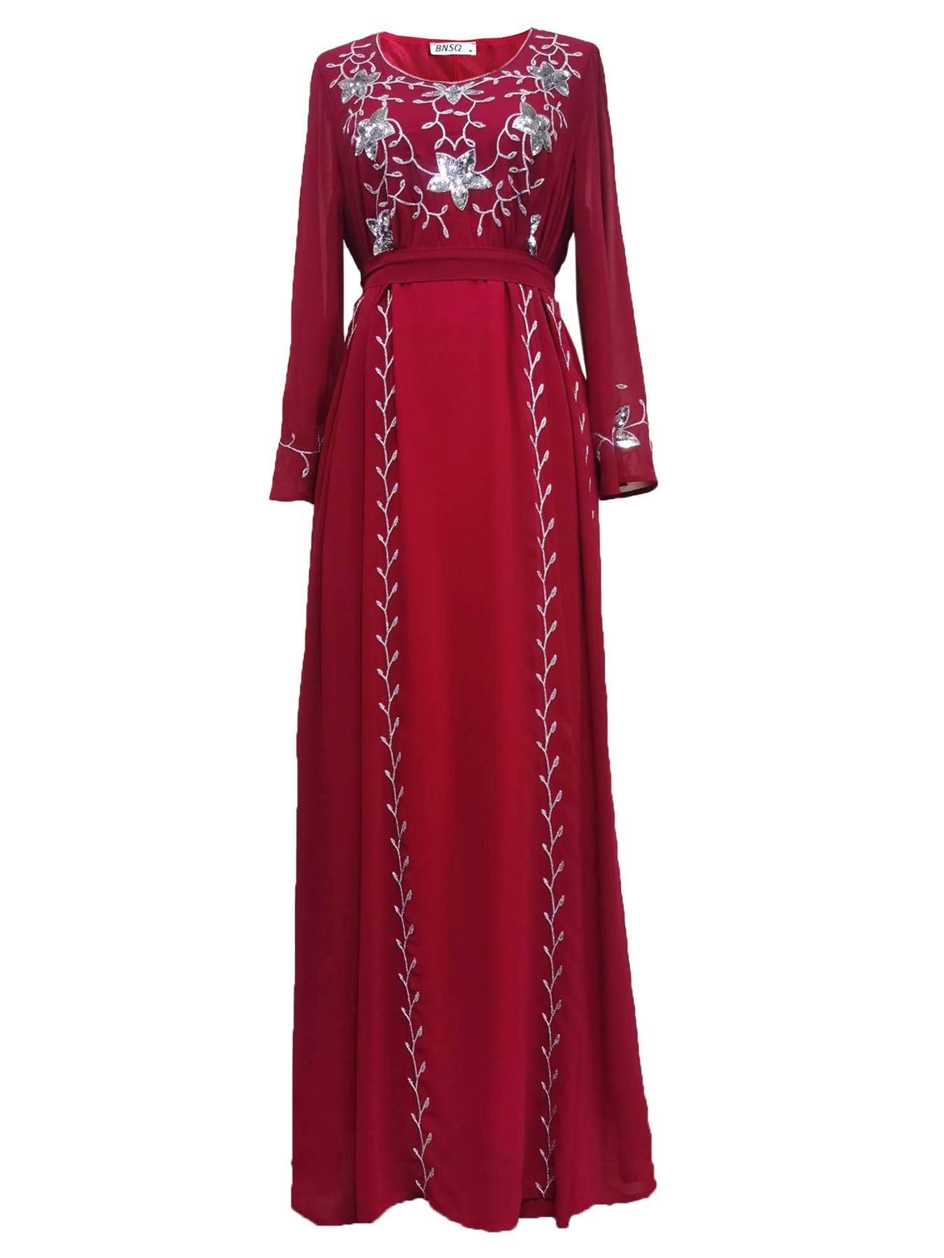 Elegante vestido con apliques bordados para cena de fiesta