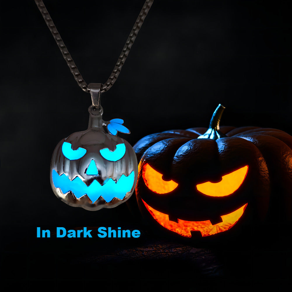 Collier pendentif citrouille lumineux avec accessoires pour le festival des fantômes d'Halloween